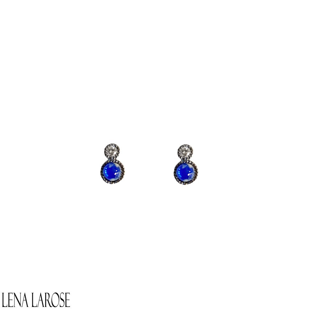 Vintage La Rose Mini Lapis Dot Studs