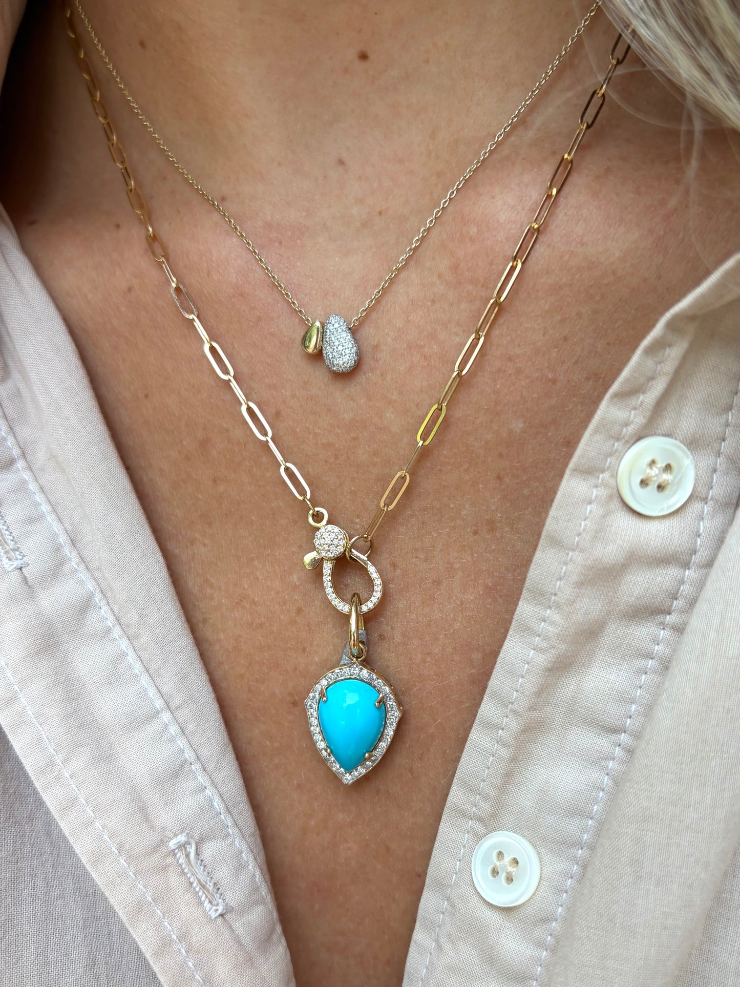Vintage La Rose 14K Double Teardrop Necklace