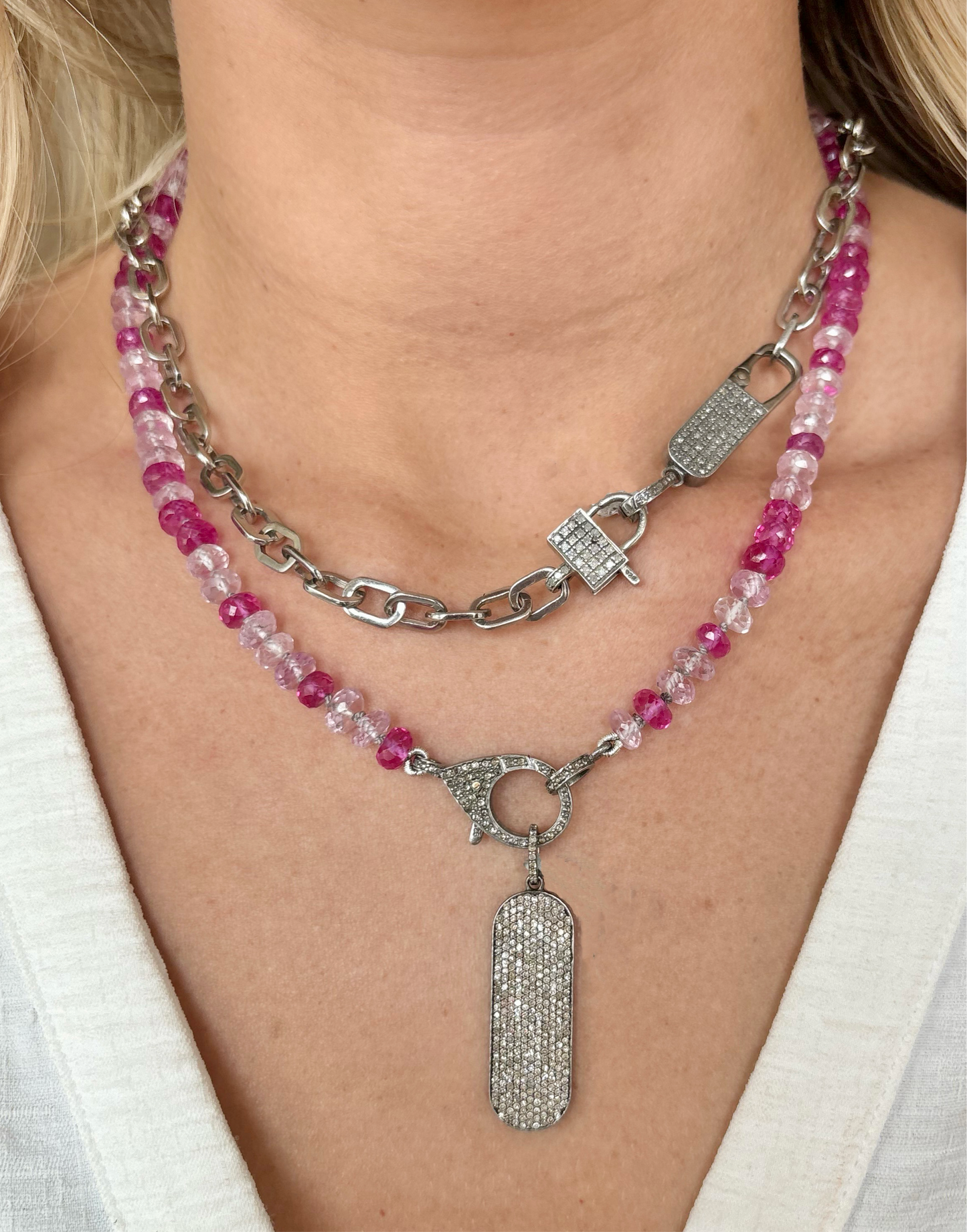 The Woods Fine Jewelry Pink Sapphire Chain 17.5"