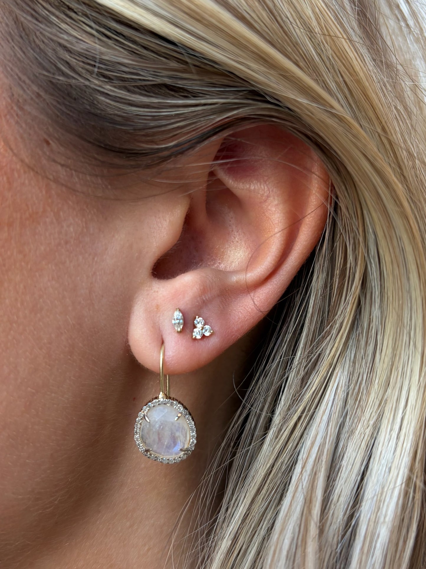 The Woods Moonstone Diamond Drop Earrings