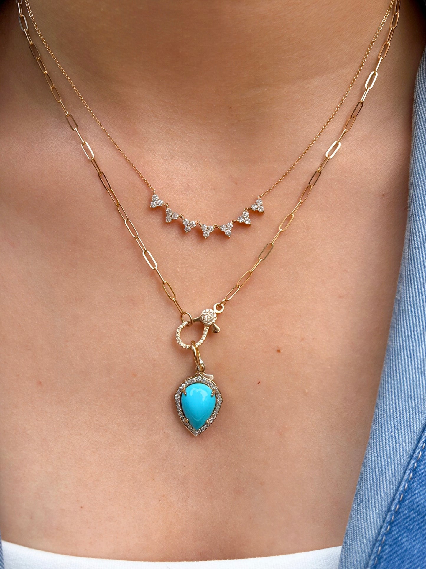 Vintage La Rose 14K Turquoise Tear Drop Pendant