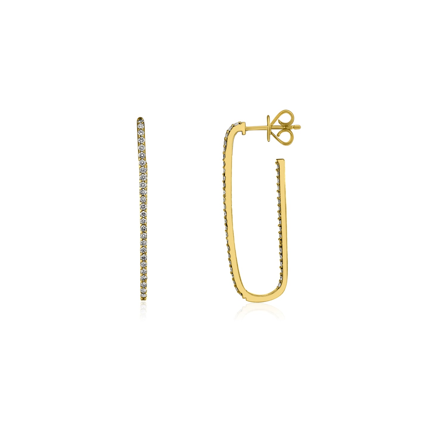 Vintage La Rose 14K Diamond Paperclip Hoops