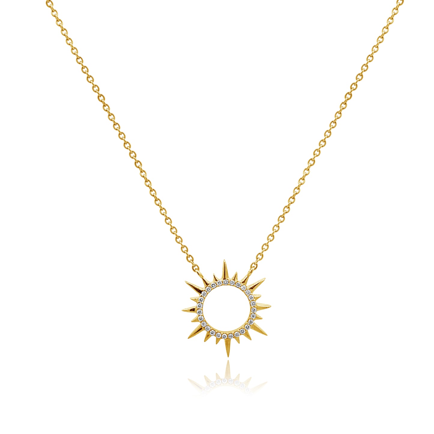 Vintage La Rose 14K Circle Star Diamond Necklace