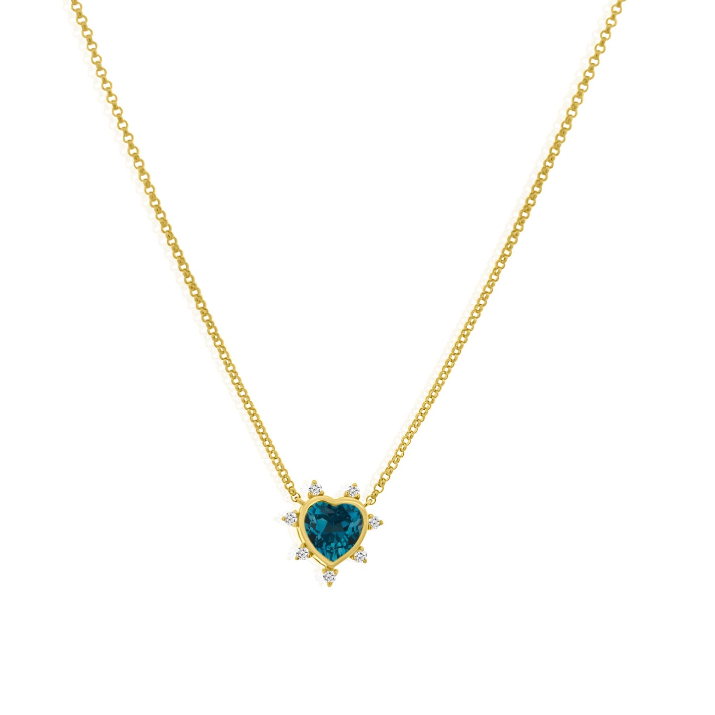 Vintage La Rose 14K London Blue Topaz Heart Necklace