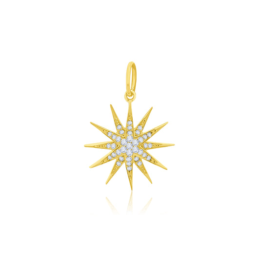 Vintage La Rose 14K Diamond Starburst Pendant
