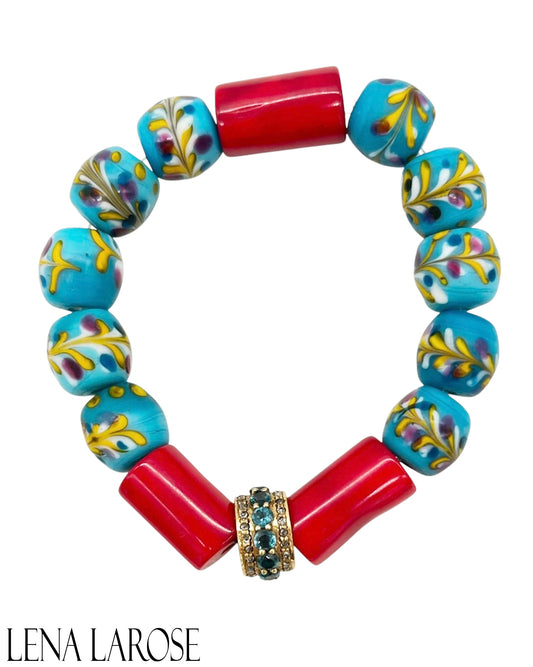 The Woods African and Coral Beaded Bracelet