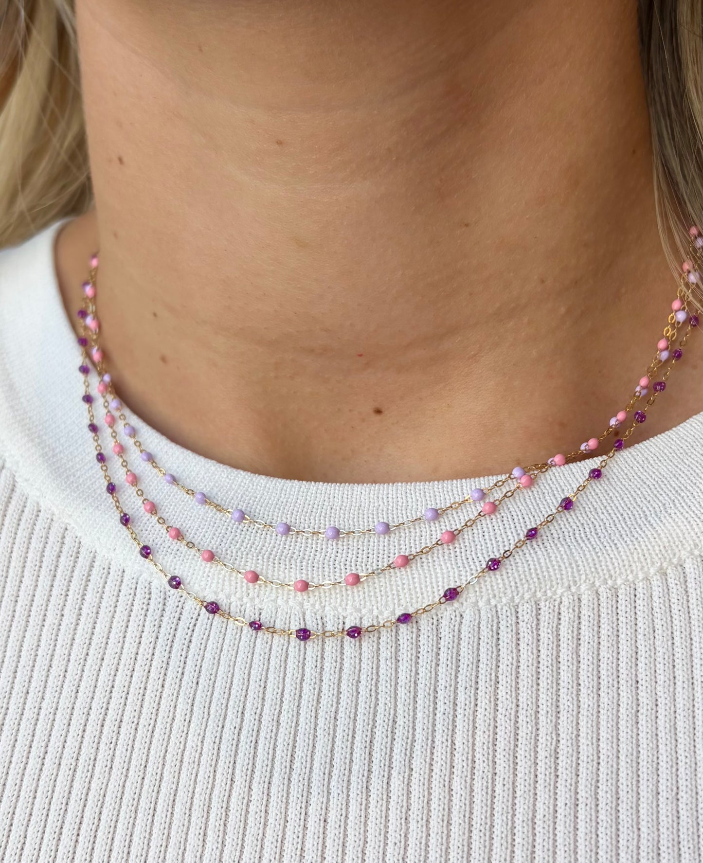 Classic Gigi Necklace Fuschia 16.5"