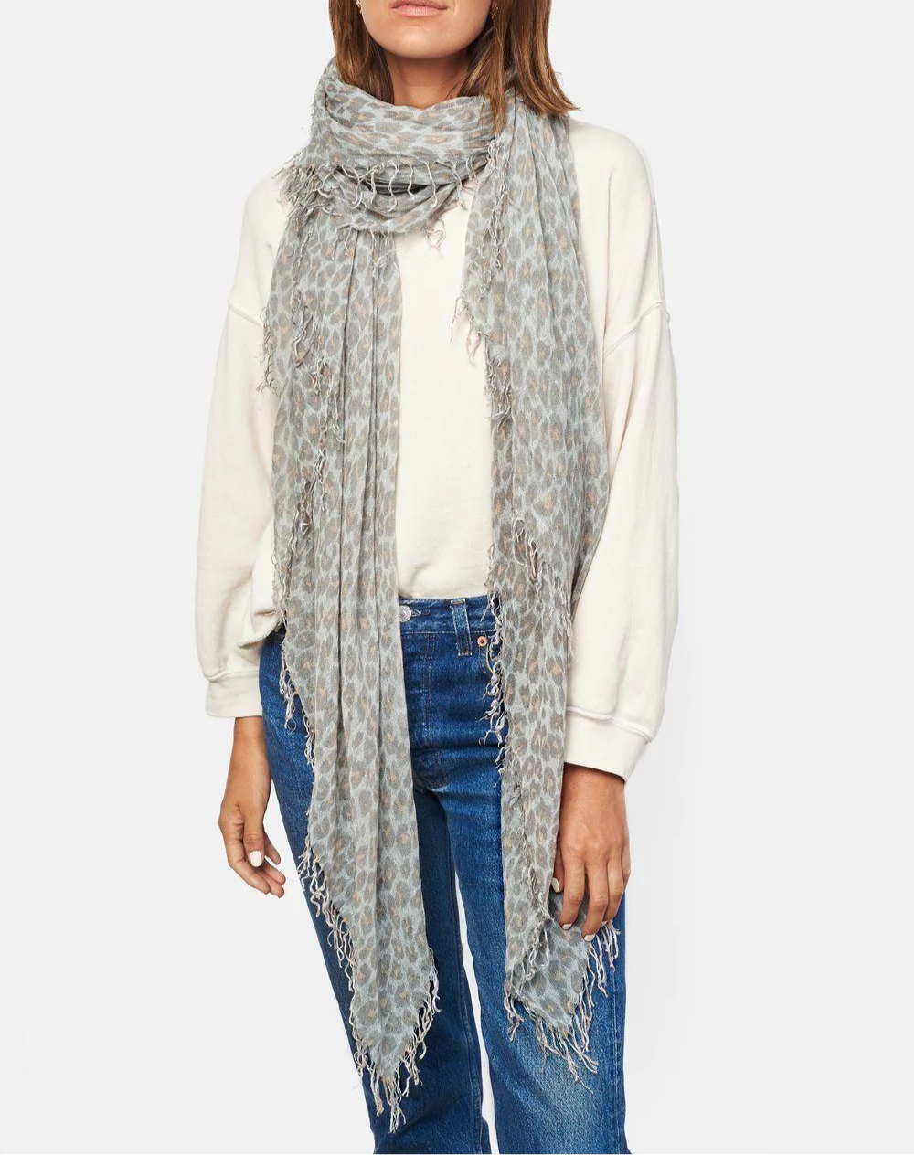 Chan Luu Scarf- White Leopard