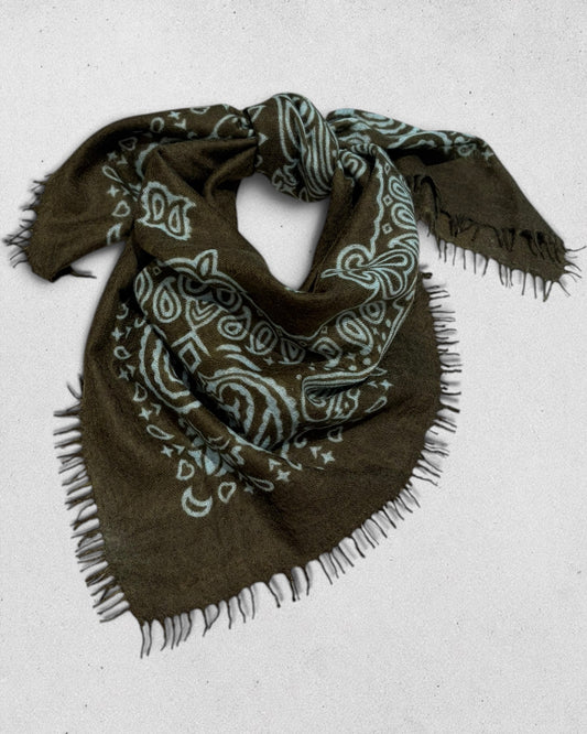 Kas Cashmere Bandana Scarf Capers Aqua