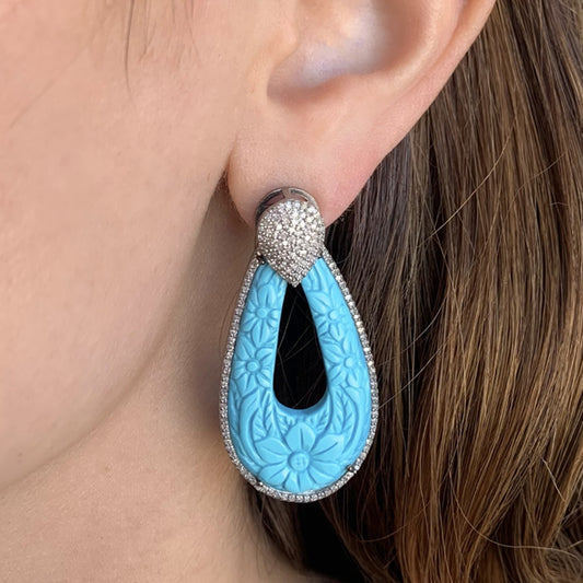 The Woods Fine Jewelry Carved Turquoise Earrings