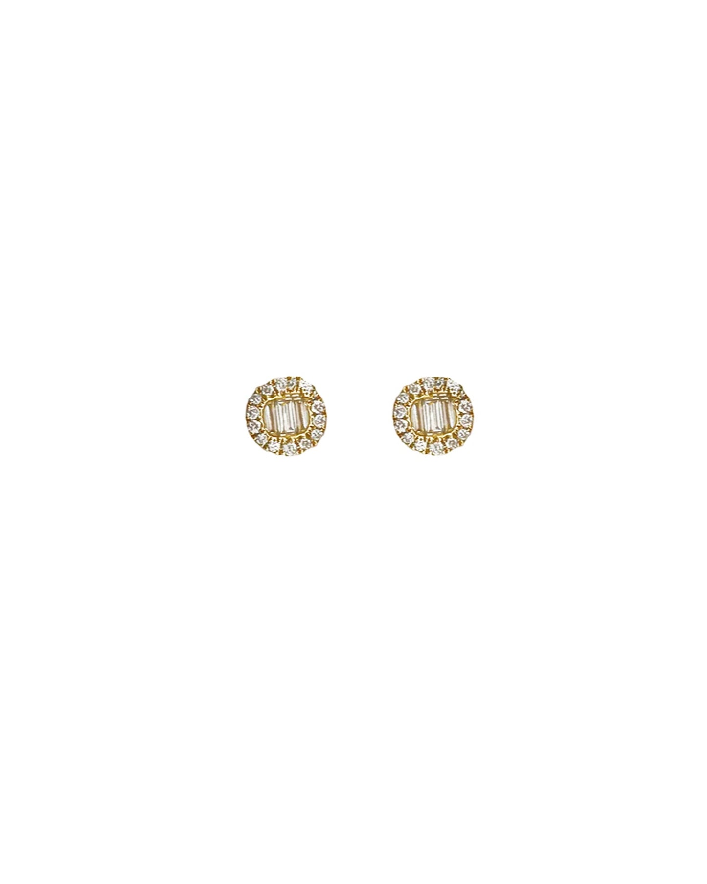 14K Vintage La Rose Baguette Circle Studs