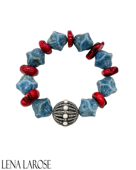 The Woods Fine Jewlery Coral + Denim Lapis Bracelet