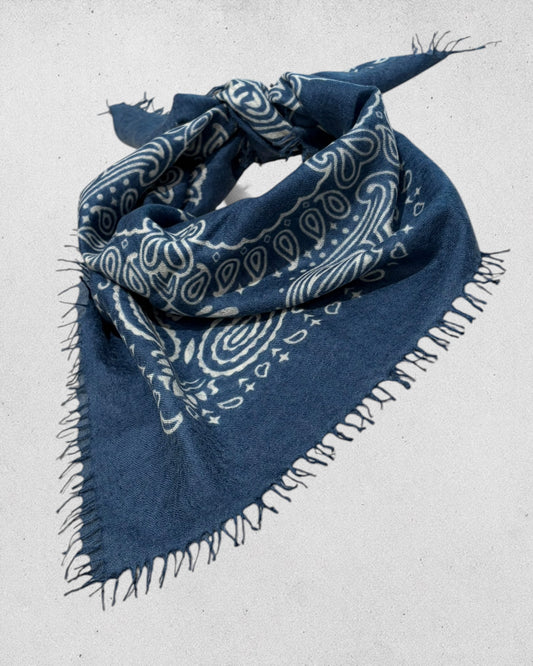 Kas Cashmere Bandana Scarf English Manor Blue