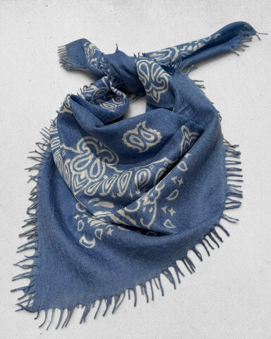 Kas Cashmere Bandana Scarf Riverside Blue
