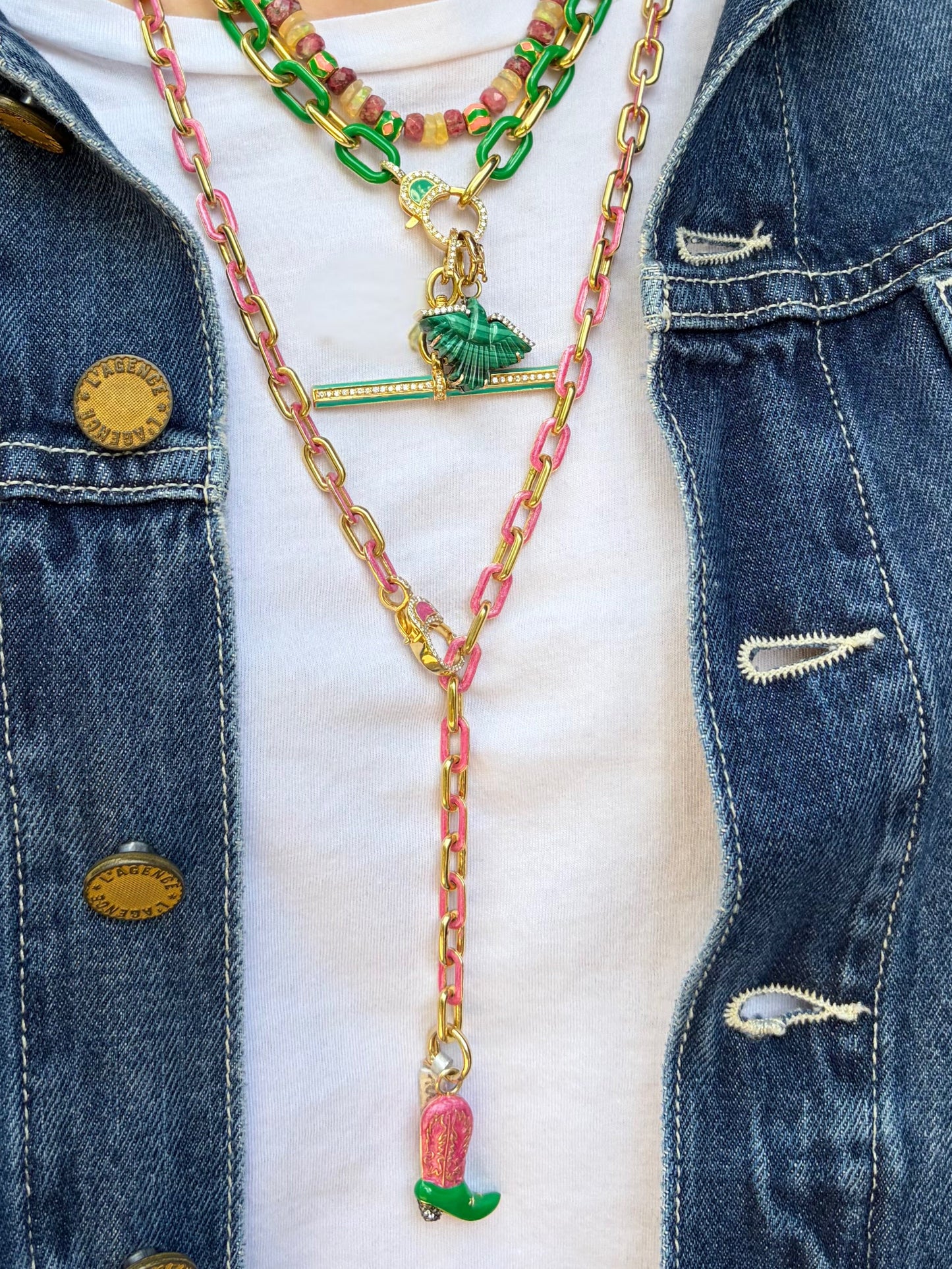TRUNK-SHOW Royal Nomad Rachel Long Chain Metallic Pink