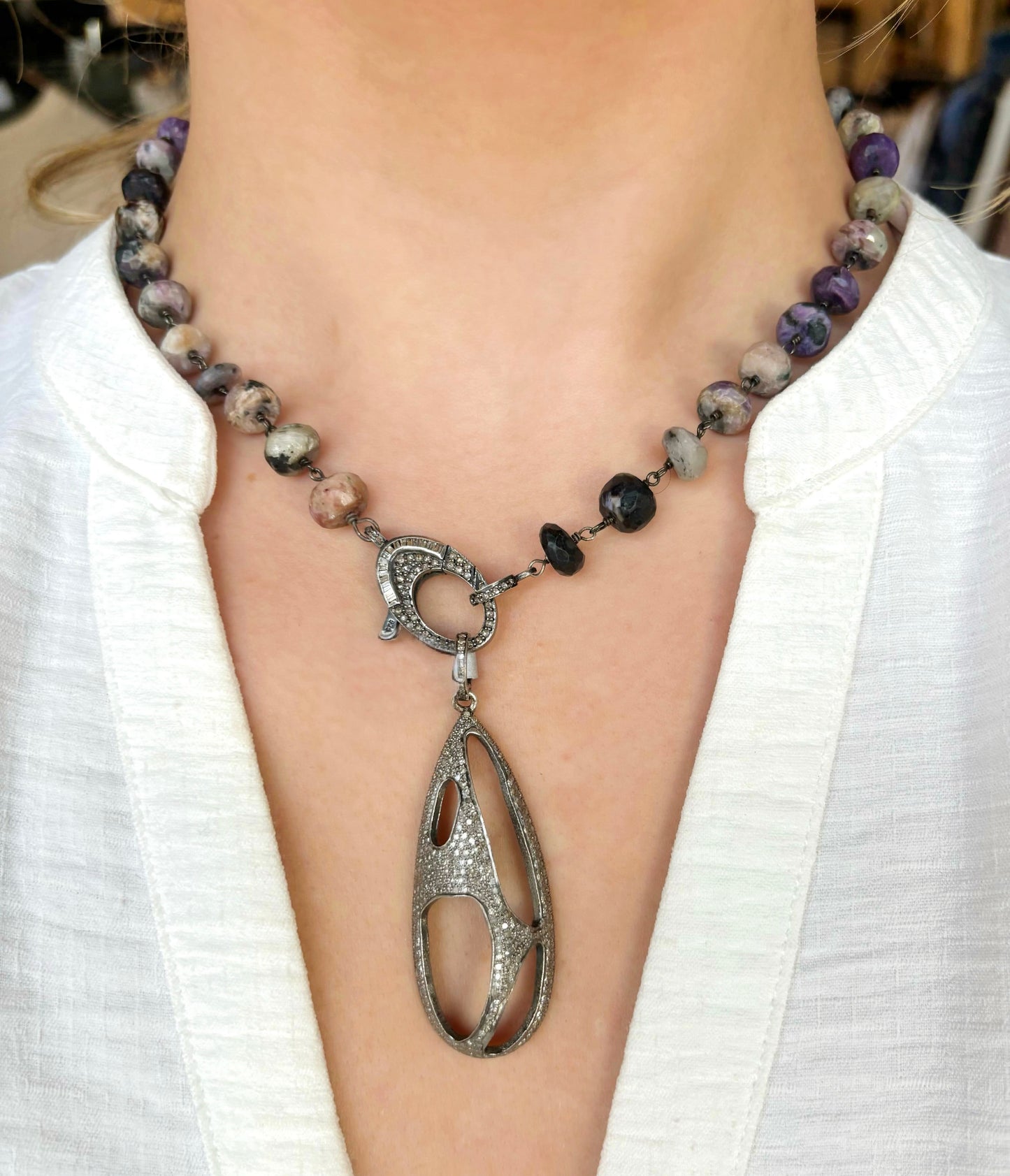 Sample Sale Lepidolite Necklace, 17.5"