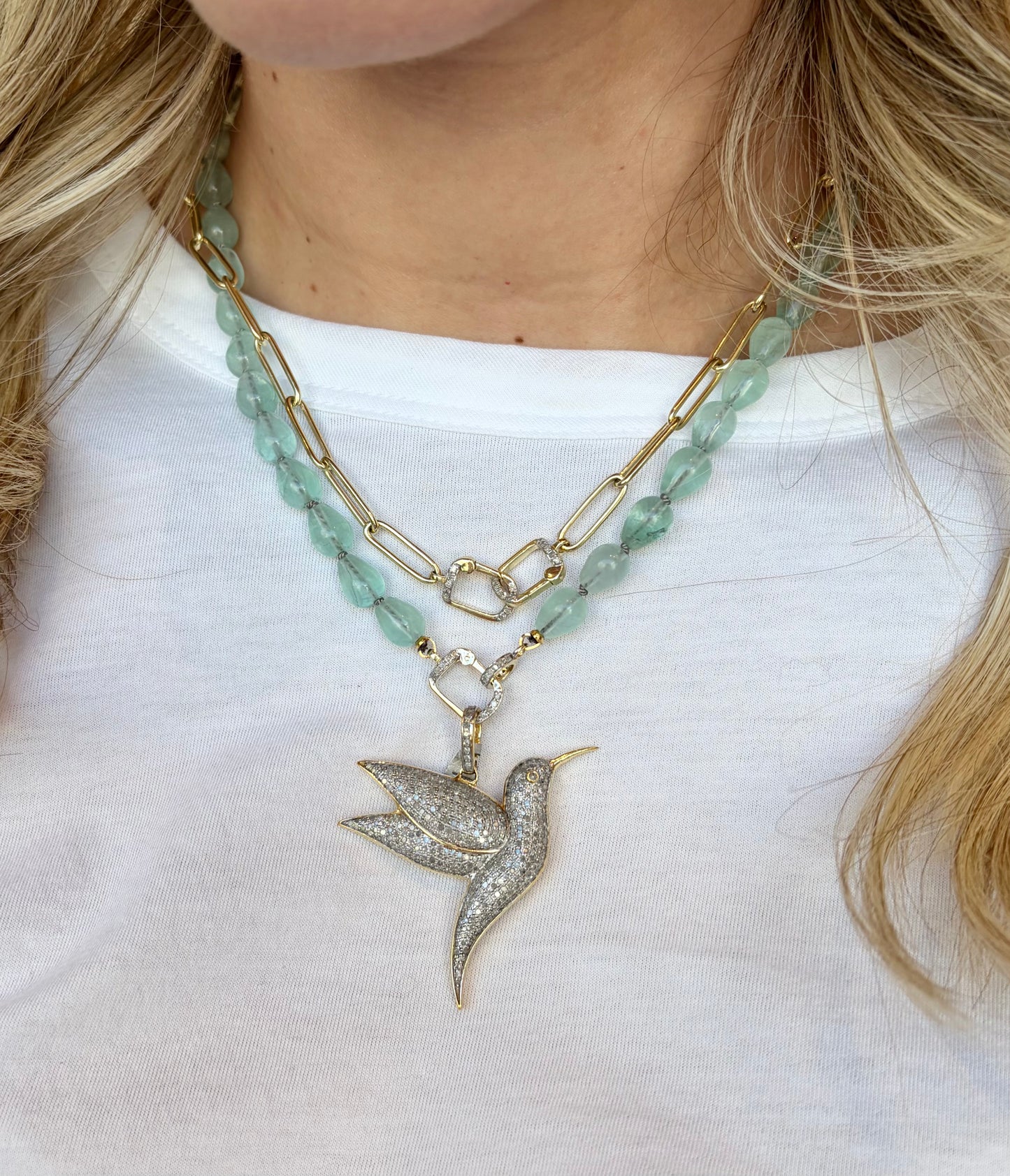 The Woods Amazonite Diamond Chain 16.75"