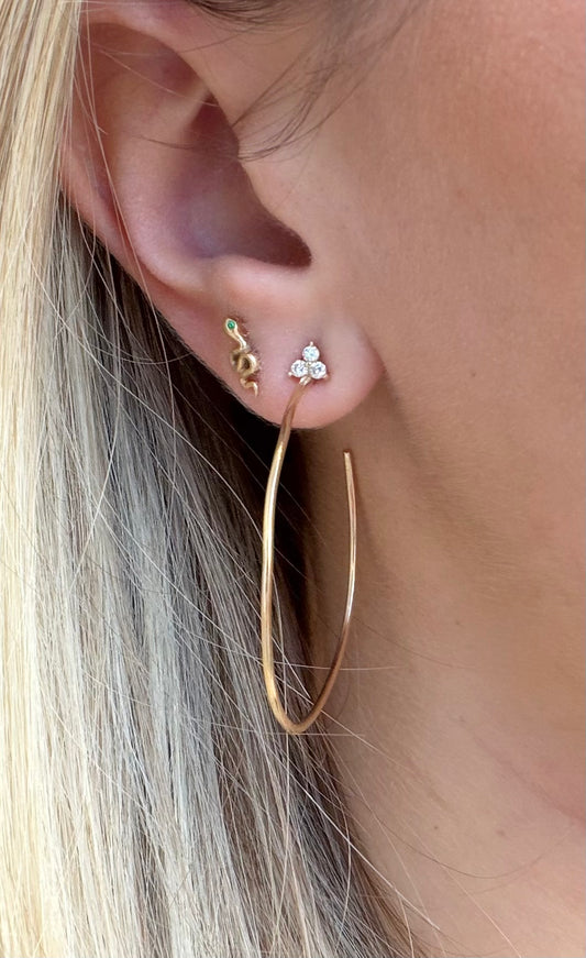 Vintage La Rose 14K Trio Diamond Post Hoop