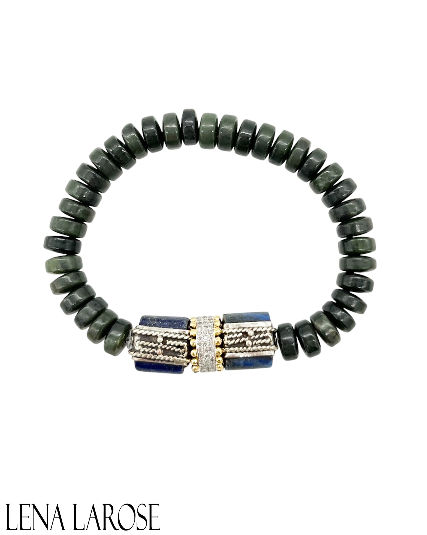 The Woods Green and Lapis Beaded Bracelet