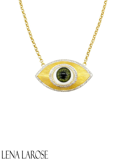 The Woods Fluted Green Eye Necklace