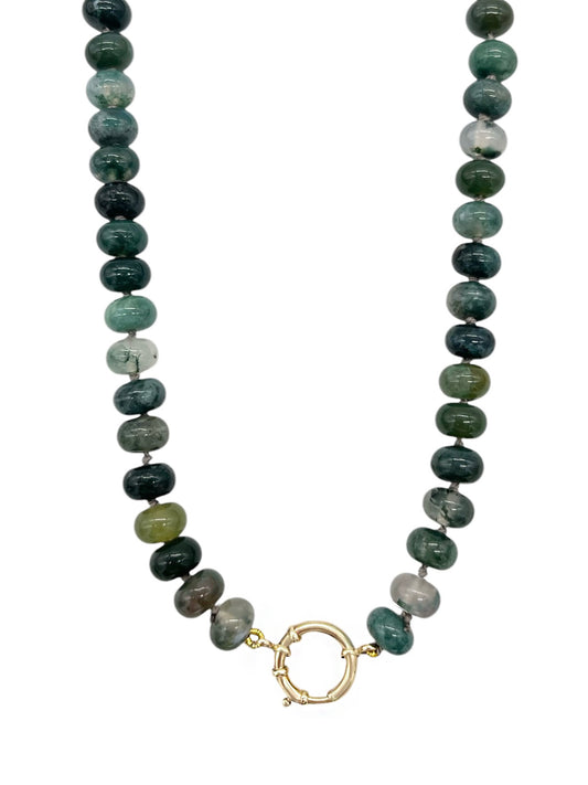 14K Vintage La Rose Moss Agate Chain 19"