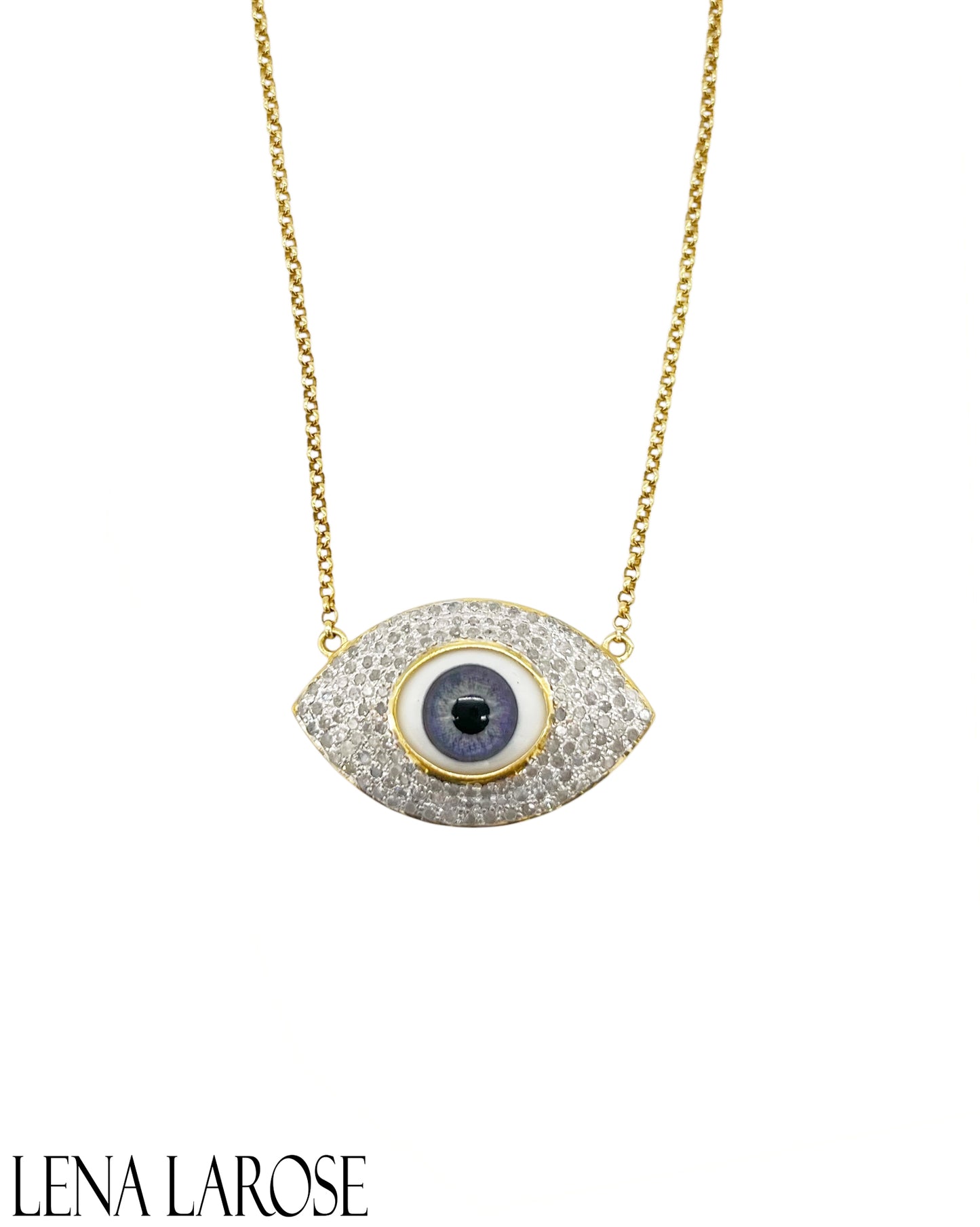 The Woods Pave Diamond Grey Eye Necklace