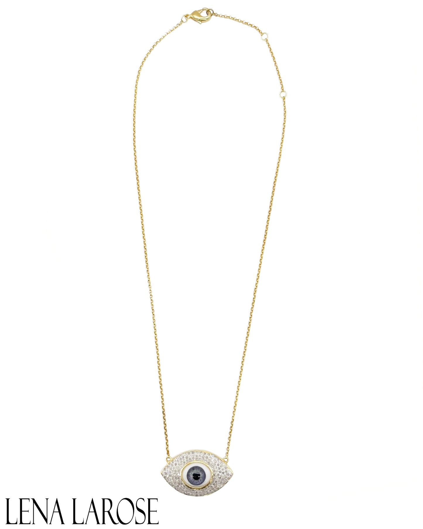 The Woods Pave Diamond Grey Eye Necklace