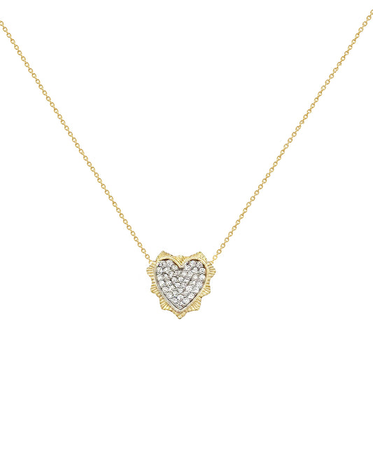 14K Vintage La Rose Starburst Heart Necklace