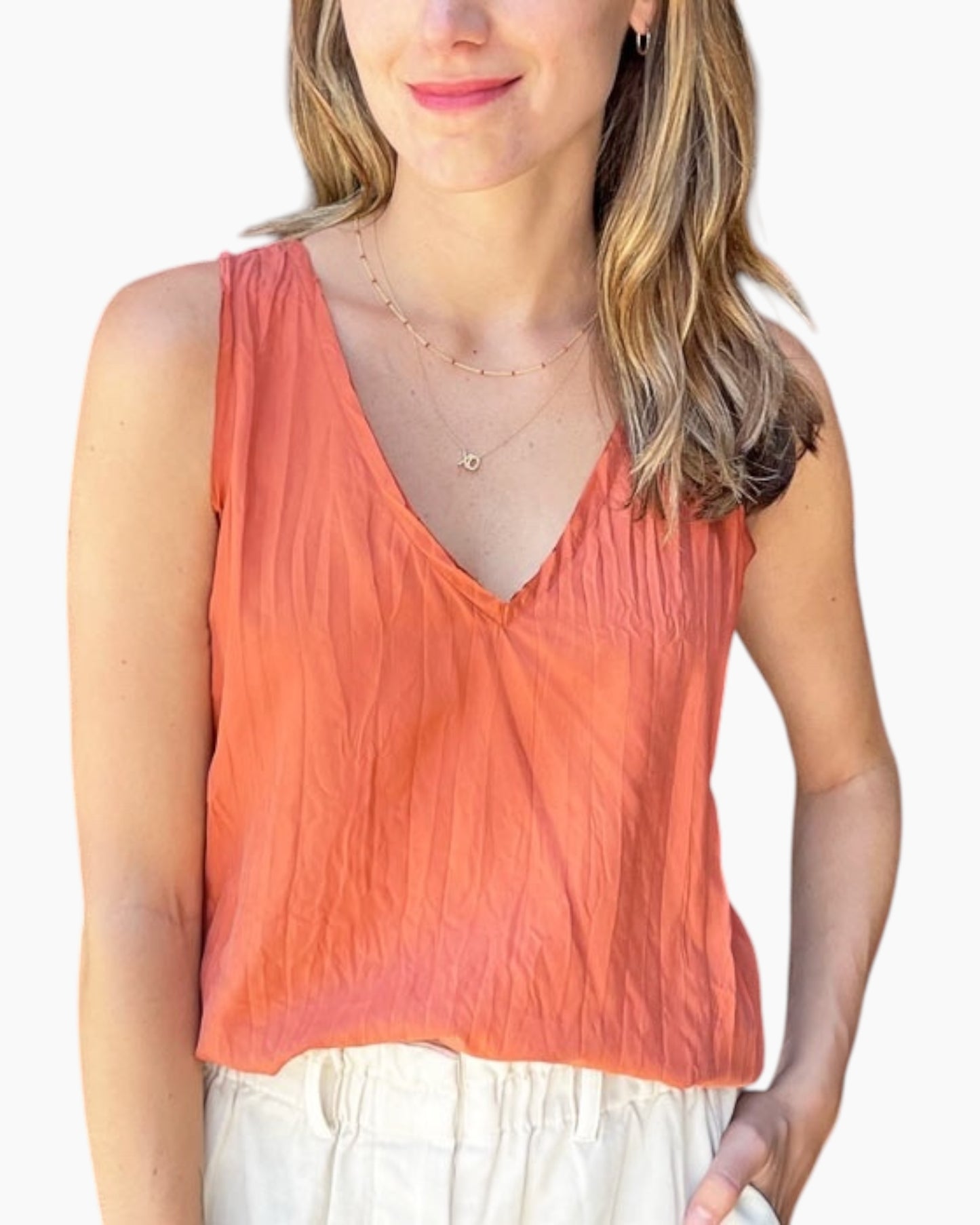 Go Silk Crinkle Cut Tank- Cayenne