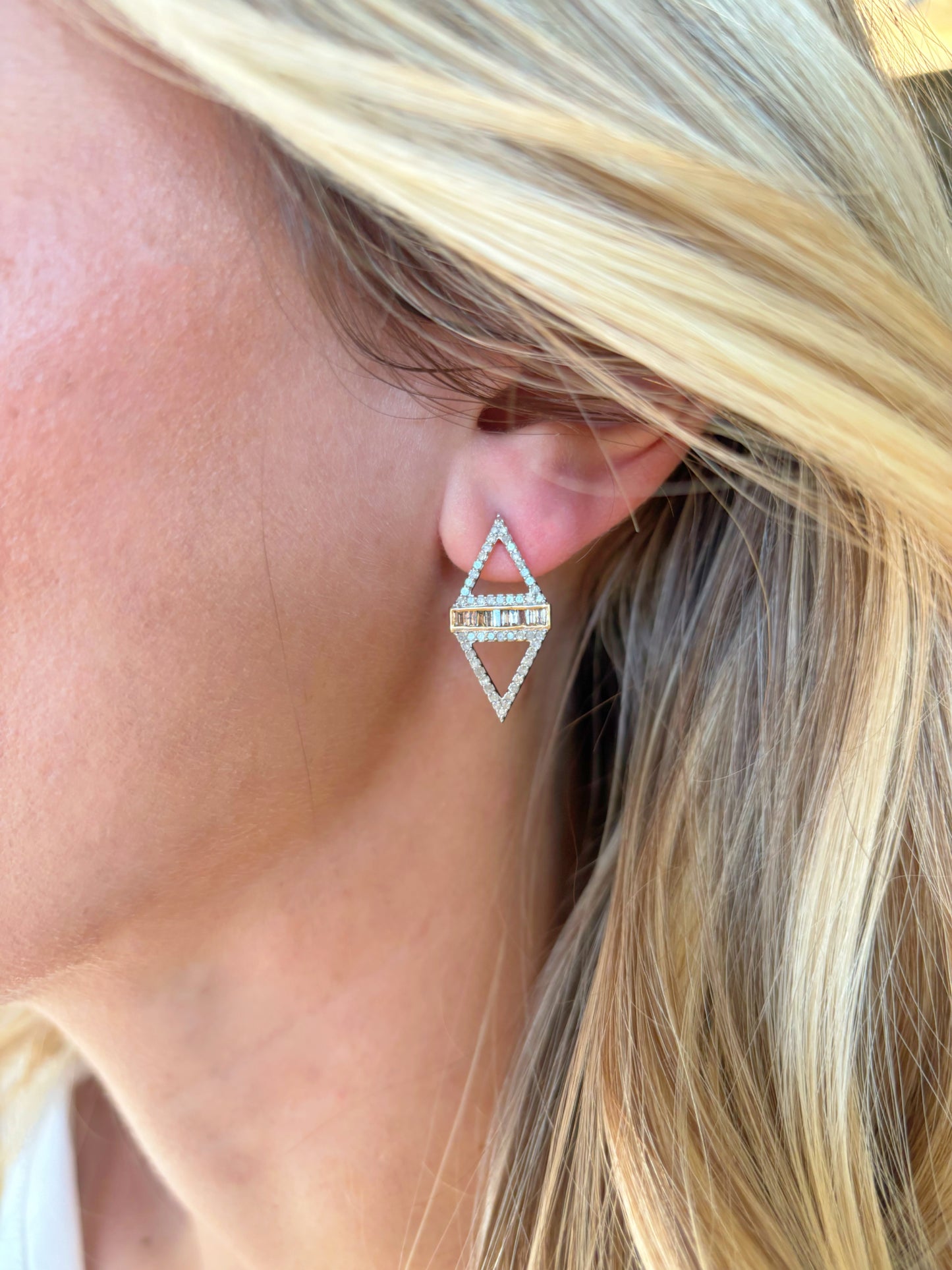 The Woods Mirrored Triangle Diamond Studs