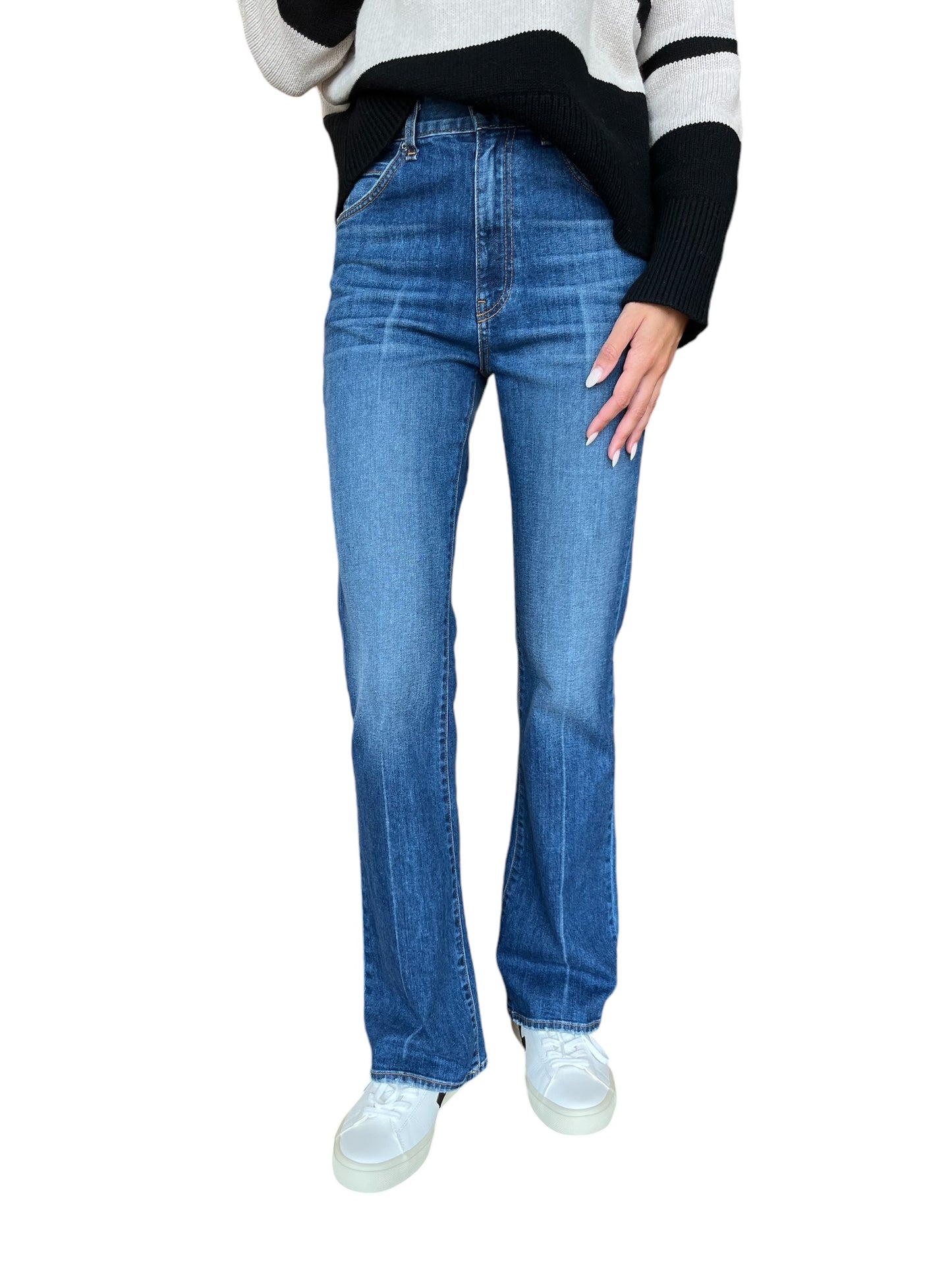 Askk Denim High Rise Boot-Cut Jean