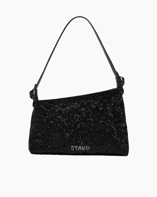 Staud Dani Mini Beaded Shoulder Bag Black