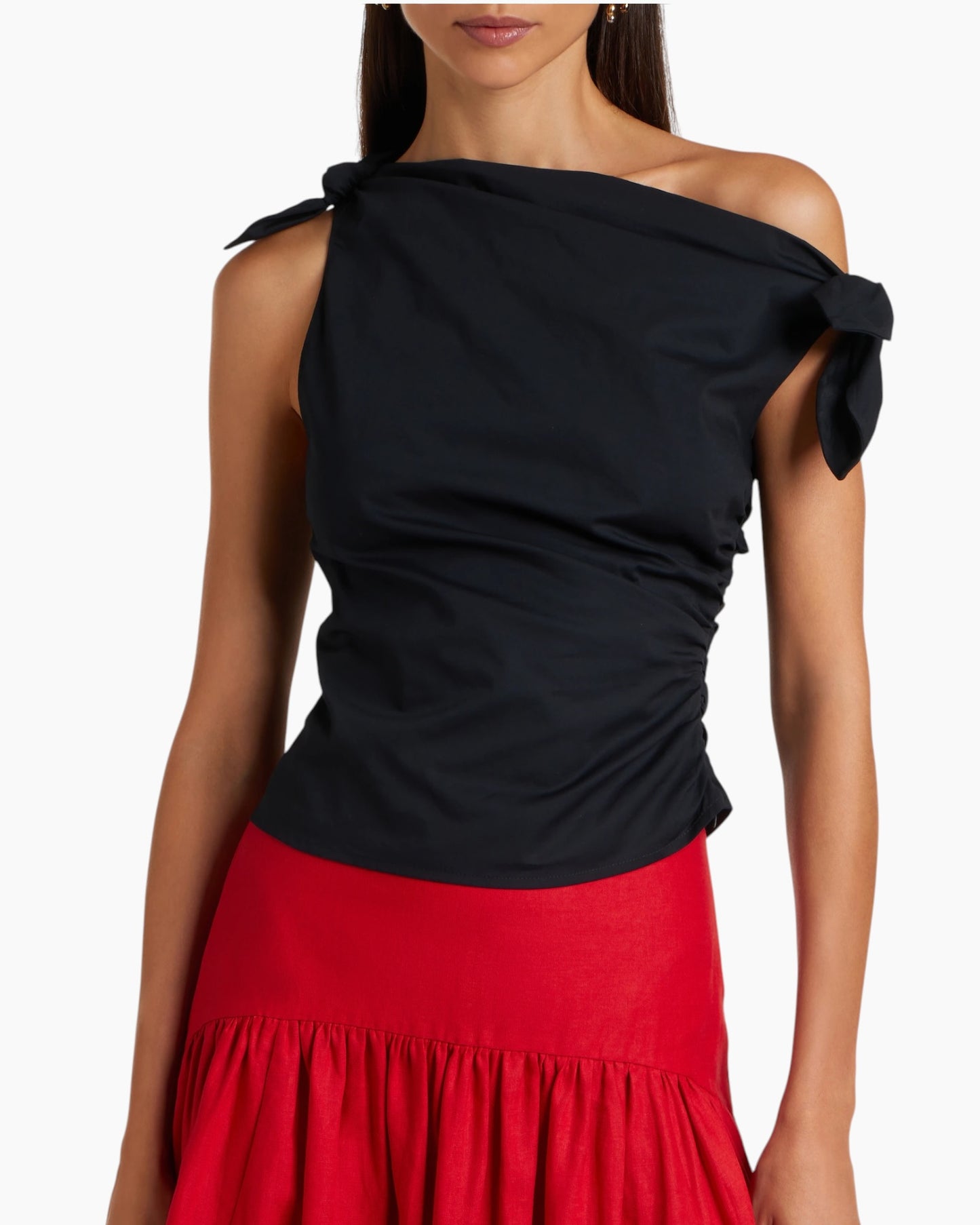 Staud Asymmetric Bellaria Top Black