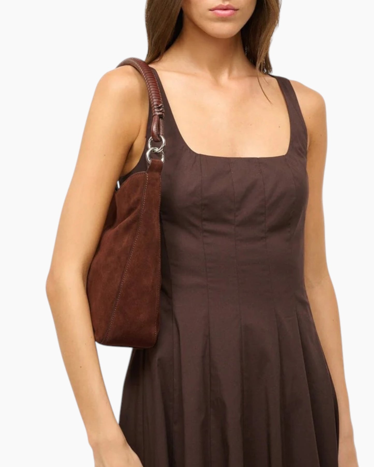 Staud Mel Suede Shoulder Bag Mahogany
