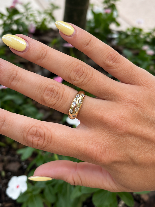 Vintage La Rose 14K Diamond Bubble Ring