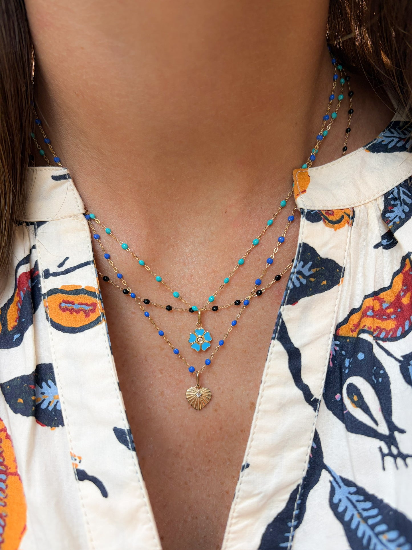 Gigiclozeau Flower Turquoise Diamond Pendant