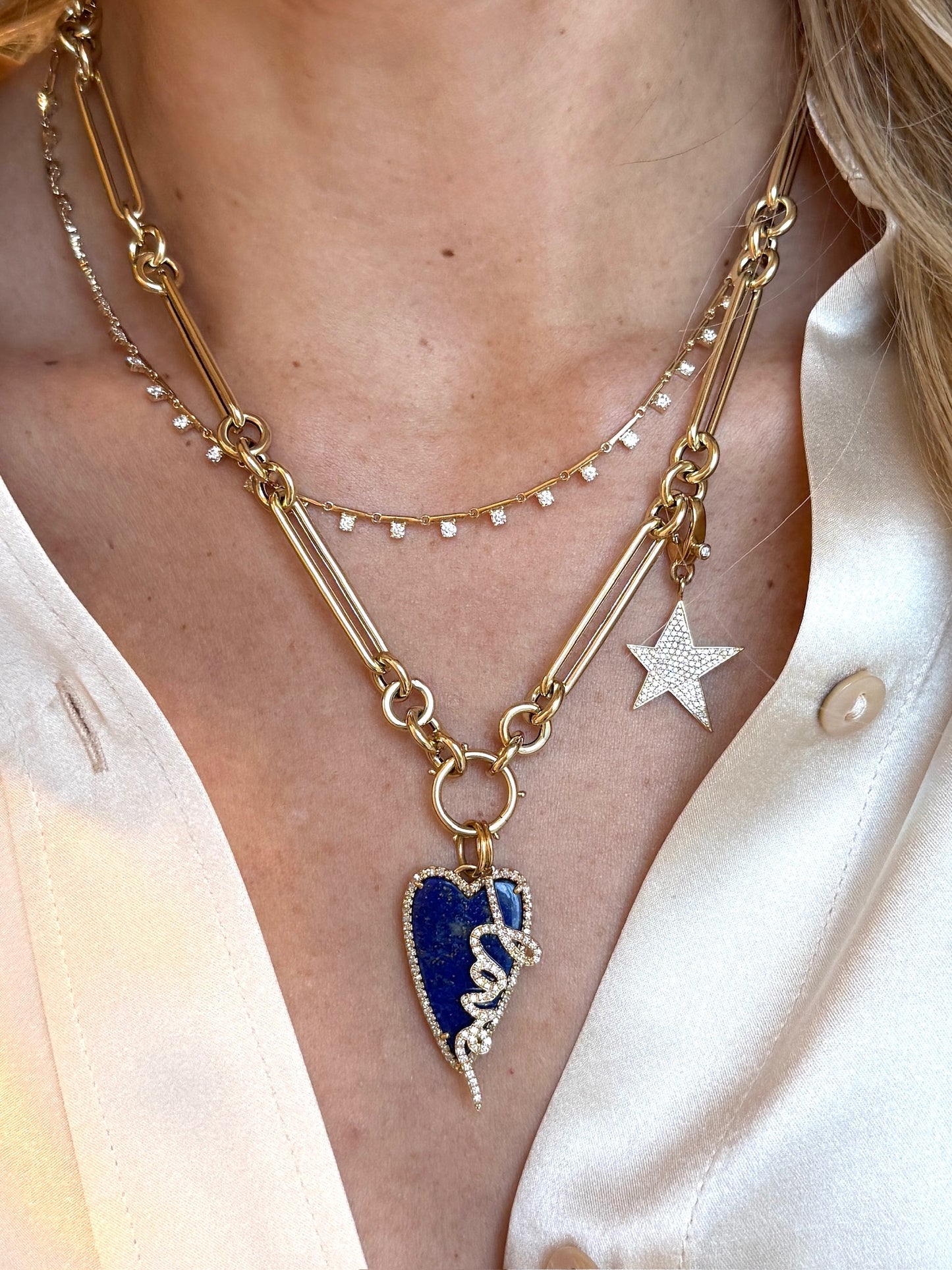 Vintage La Rose 14K Diamond Love Pendant