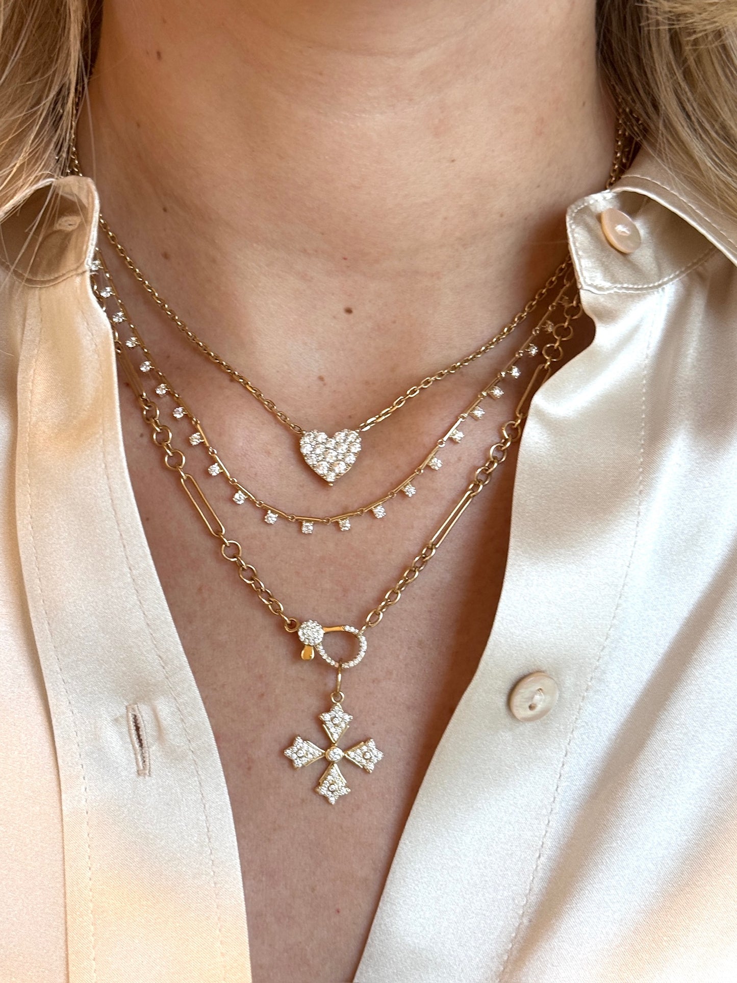 Vintage La Rose 14K Diamond Heart Necklace