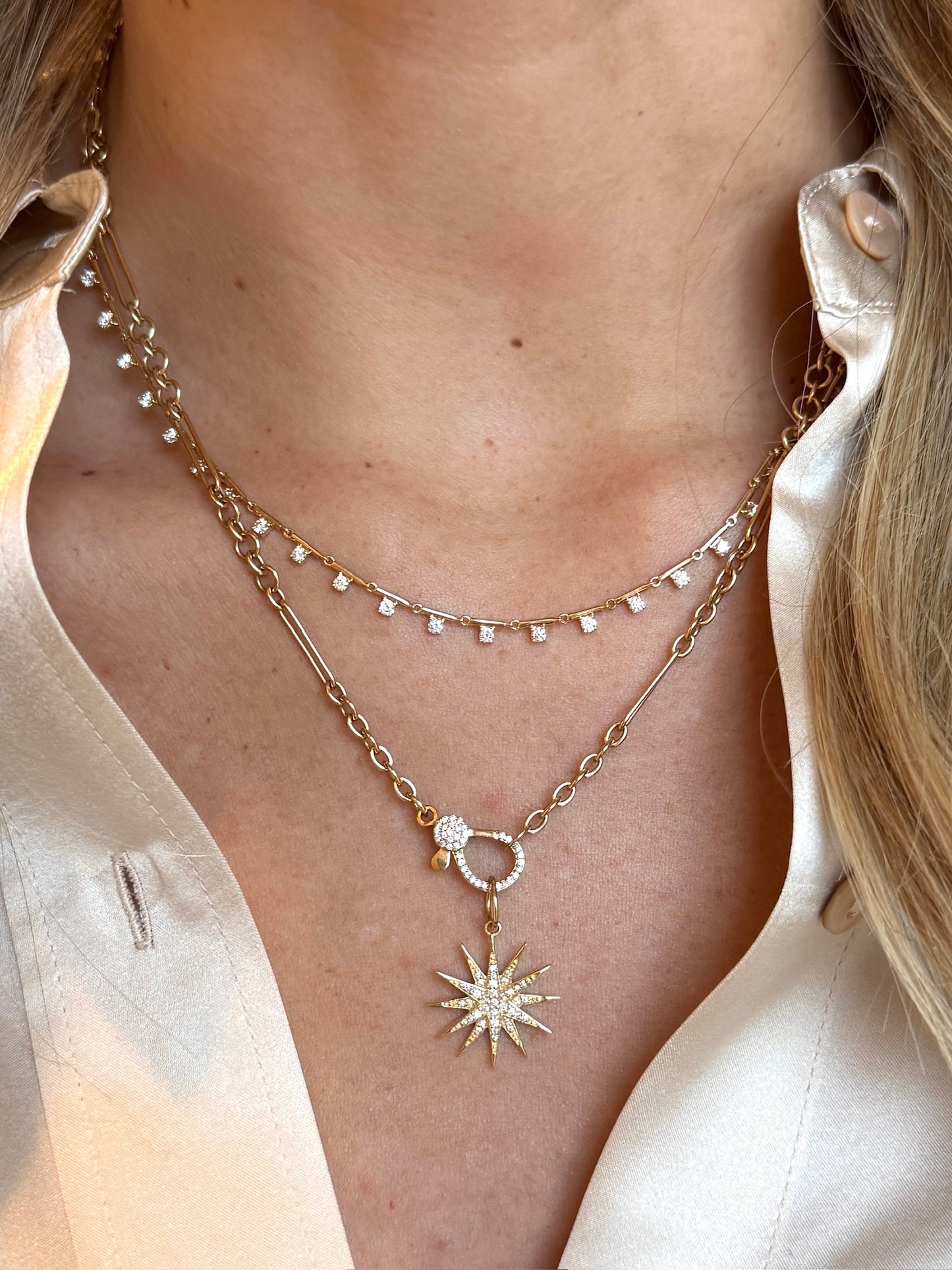 Vintage La Rose 14K Gold Diamond Clasp Chain