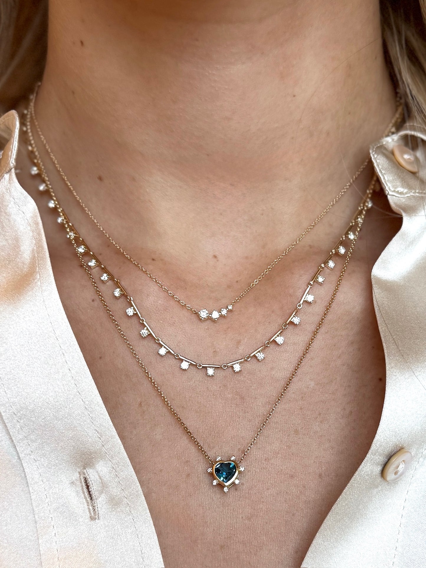 Vintage La Rose 14K Spike Diamond Necklace