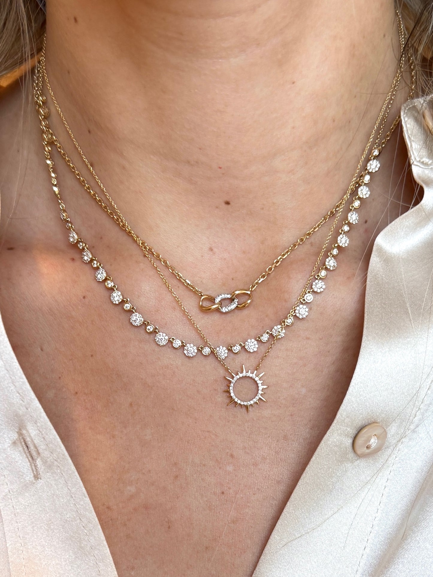 Vintage La Rose 14K Station Diamond Necklace