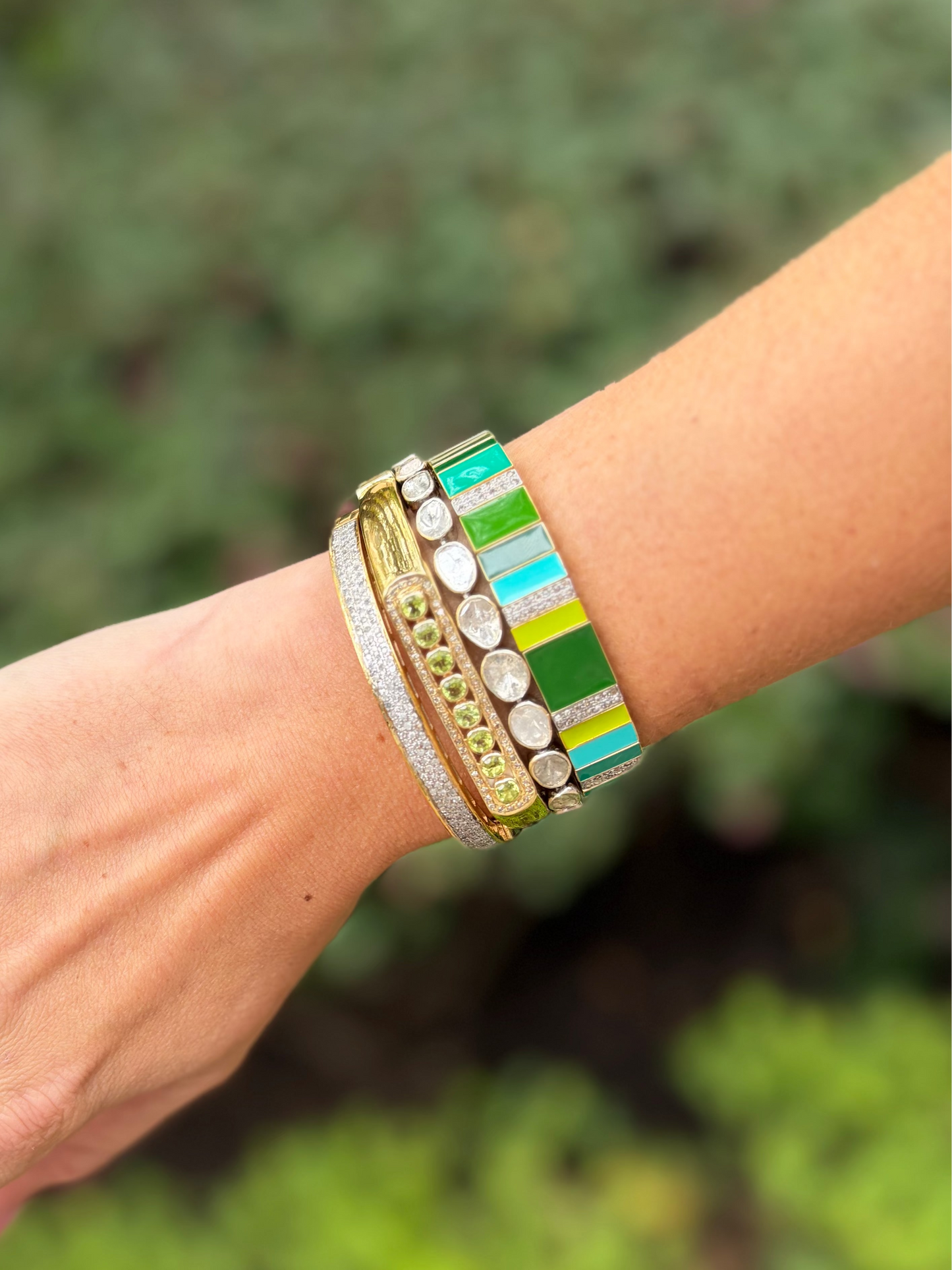 The Woods Fine Jewelry Green Enamel Cuff