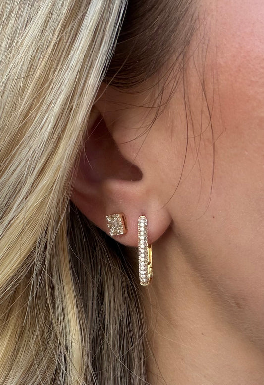 Vintage La Rose 14K 3 Row Paprclip Huggie