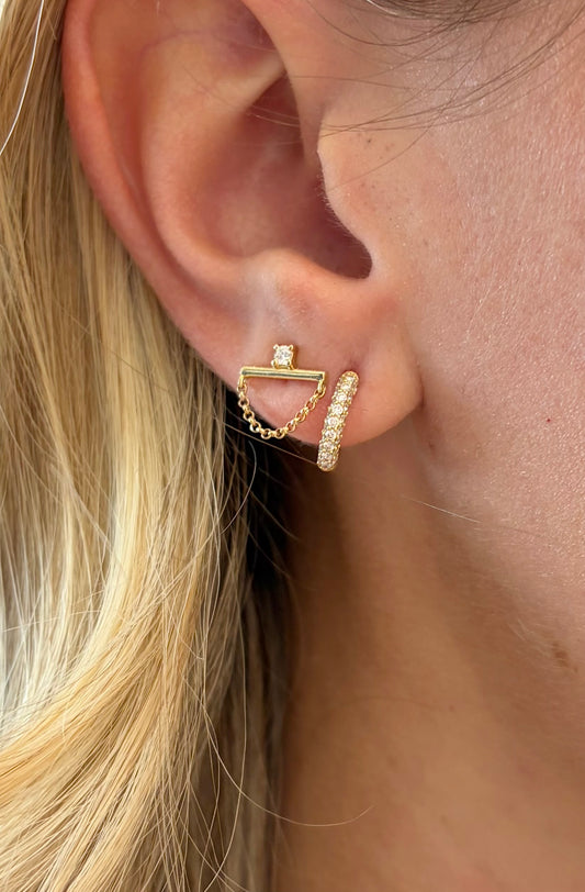 Vintage La Rose 14K Diamond Bar Chain Studs