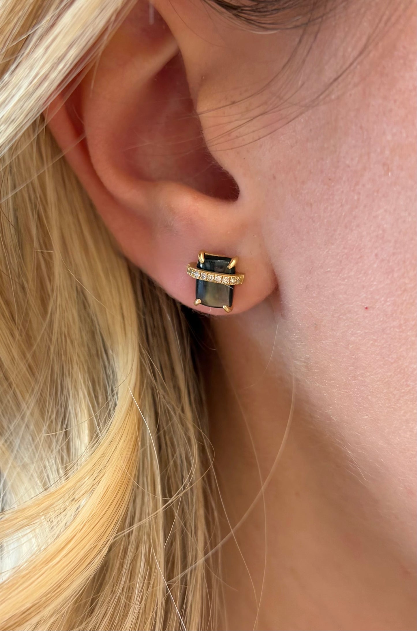 Vintage La Rose 14K Abalone Diamond Studs