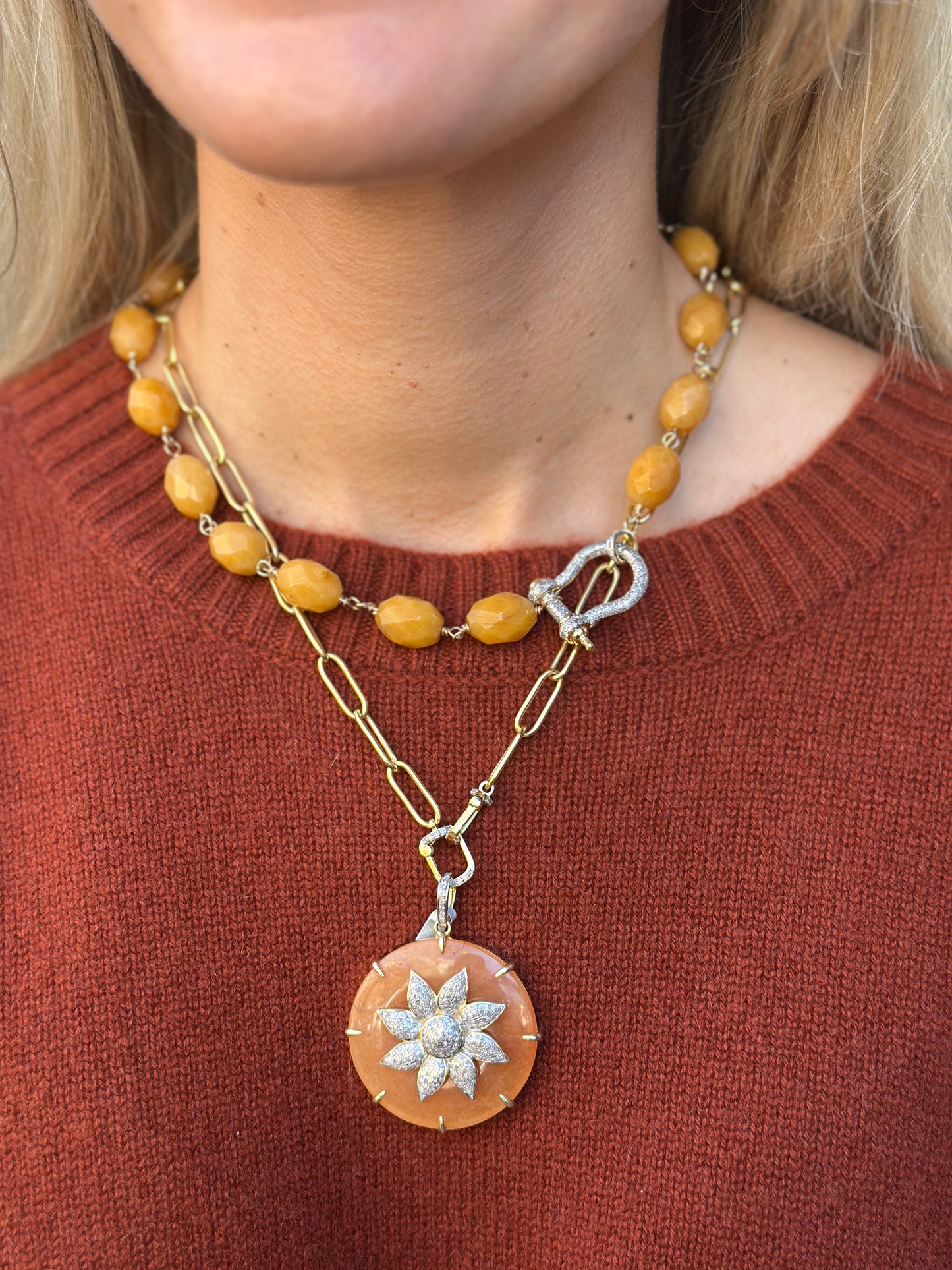 TRUNKSHOW The Woods Fine Jewelry Yellow Jade Necklace, 17.5"