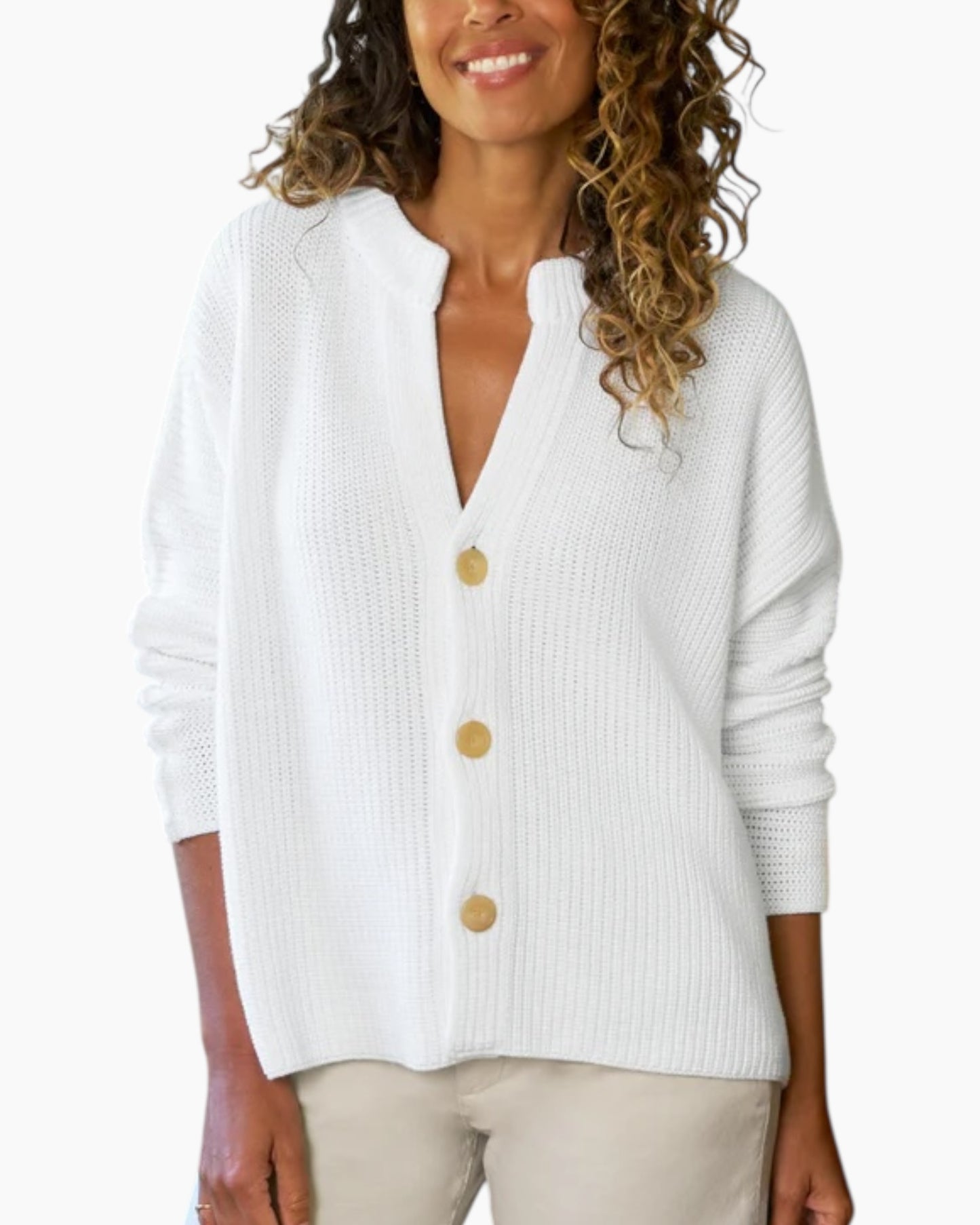 Frank & Eileen Montecito Cardigan White