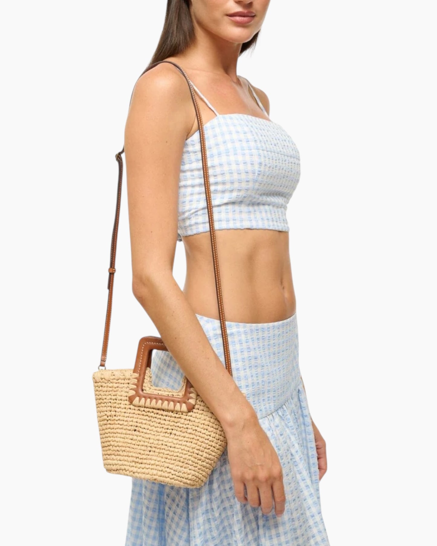 Staud Shirley Mini Raffia Bucket Bag