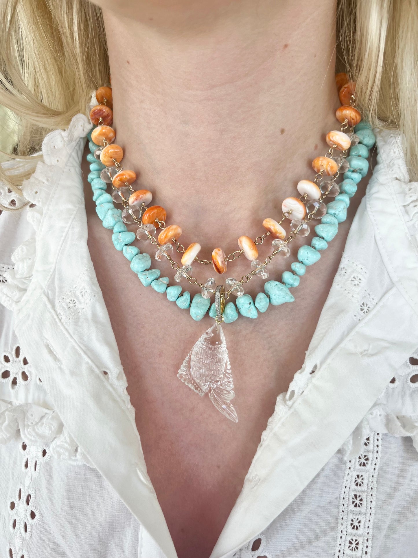 TRUNKSHOW The Woods Crystal Quartz Fish Pendant