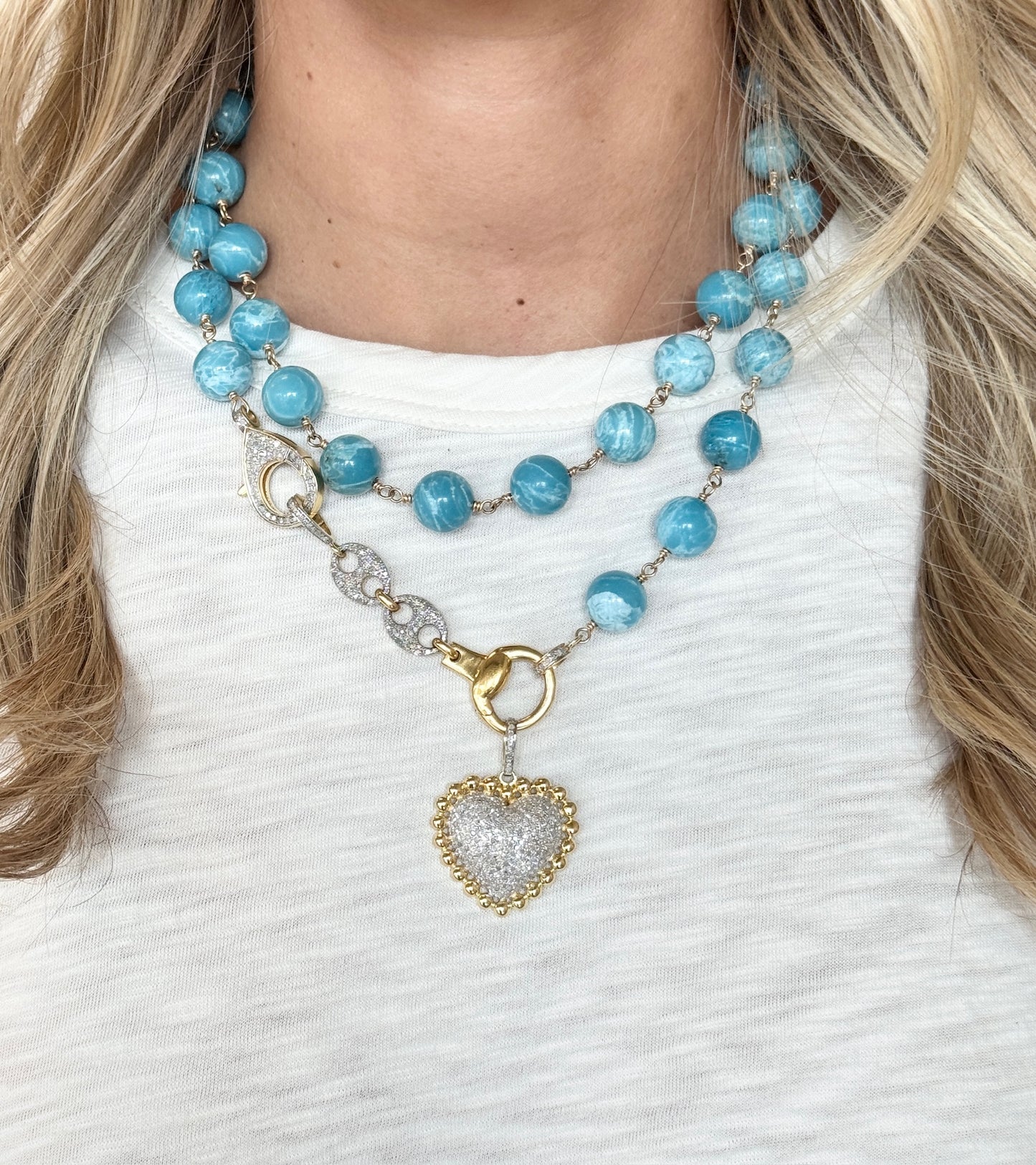 TRUNKSHOW The Woods Seafoam Agate Chain 34"